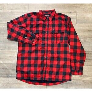 Simms Thermal Lined Flannel Shirt Fishing Shacket Red Buffalo Plaid Mens XL